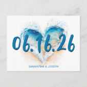 Heart Wave Beach Bewaar de datum Briefkaart (Voorkant)