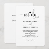 Heart we doen een uitnodiging tot kalligrafie (Voorkant / Achterkant)