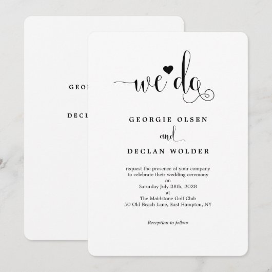 Heart we doen een uitnodiging tot kalligrafie (Voorkant / Achterkant)