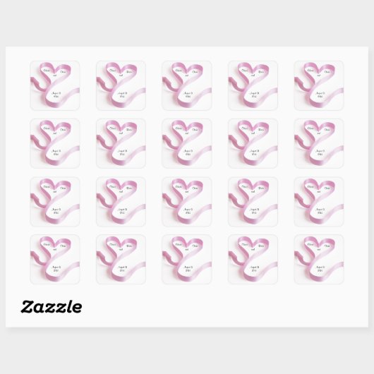 Heart Wedding Envelope Sticker Sjabloon (Vel)