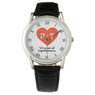 Heart Wedding Jubileum Monogram Gepersonaliseerd Horloge