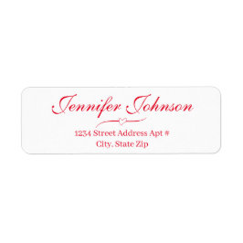 Heart Wedding Red Script Return Address Envelope Etiket