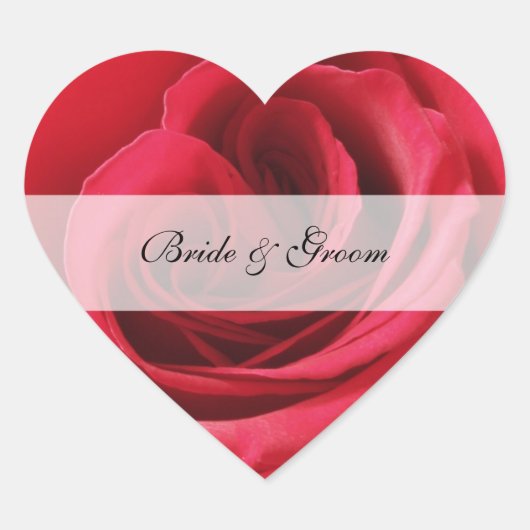 Heart Wedding Sticker met rode roos (Voorkant)
