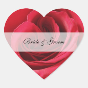 Heart Wedding Sticker met rode roos