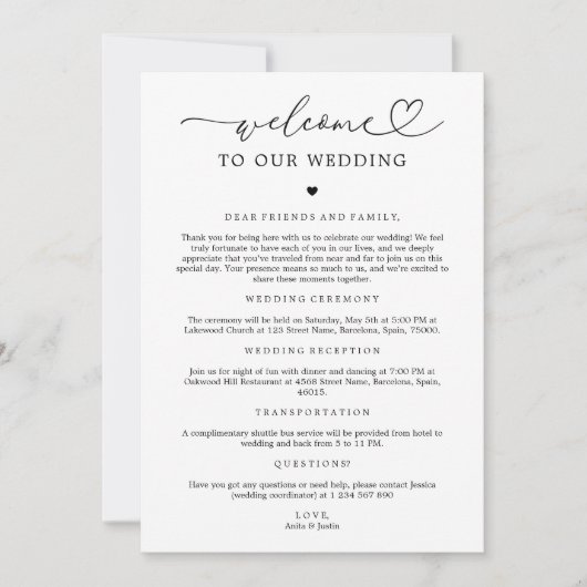 Heart Wedding Welkom Reisschema Icon Tijdlijn Kaar Kaart (Voorkant)