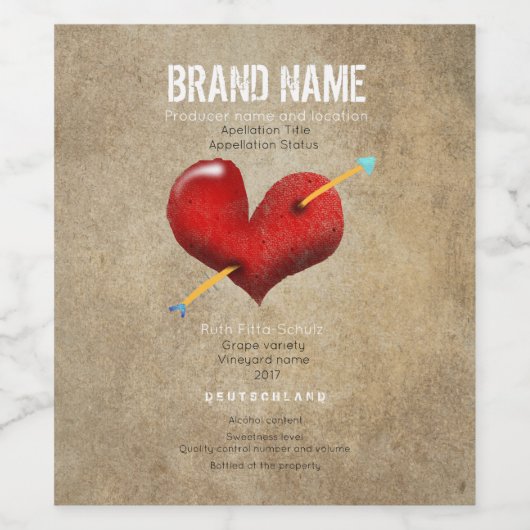 Heart Wedding Wijn Etiket (Enkel label)