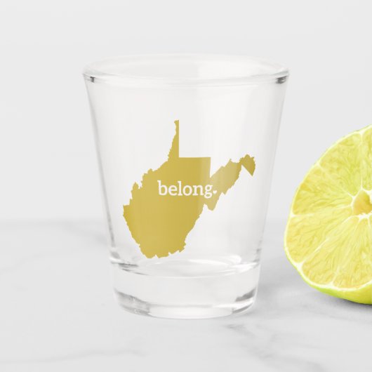 Heart West Virginia Belong State Map Shot Glas (Voorkant)