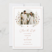 Heart Wildflower Bewaar de datum Boho Photo Card Save The Date (Voorkant)