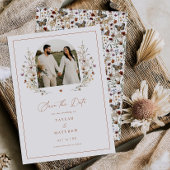 Heart Wildflower Bewaar de datum Boho Photo Card Save The Date