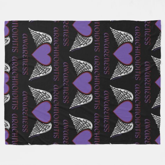 Heart/Wings... Arachnoiditis Fleece Deken (Voorkant (Horizontaal))