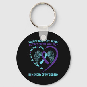 Heart Wings Lint Hoop Zelfmoord Bewustzijn Prevent Sleutelhanger