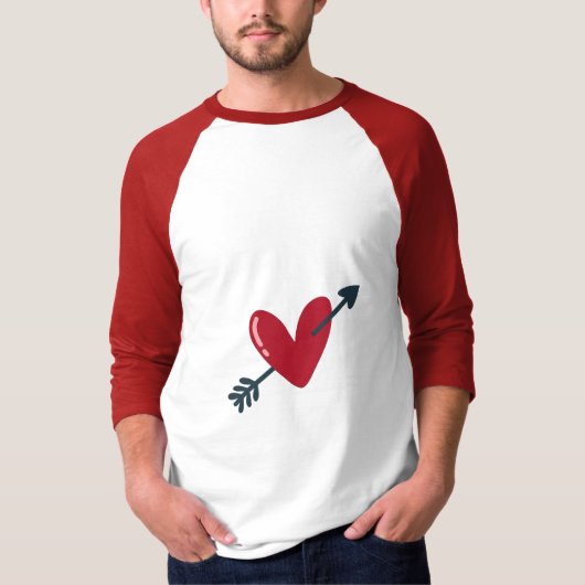 Heart With Arrow Valentine Minimal T-Shirt (Voorkant)