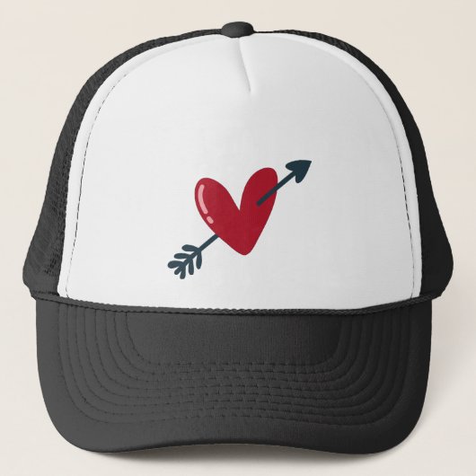 Heart With Arrow Valentine Minimal T-Shirt Trucker Pet (Voorkant)