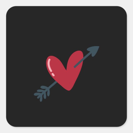 Heart With Arrow Valentine Minimal T-Shirt Vierkante Sticker (Voorkant)