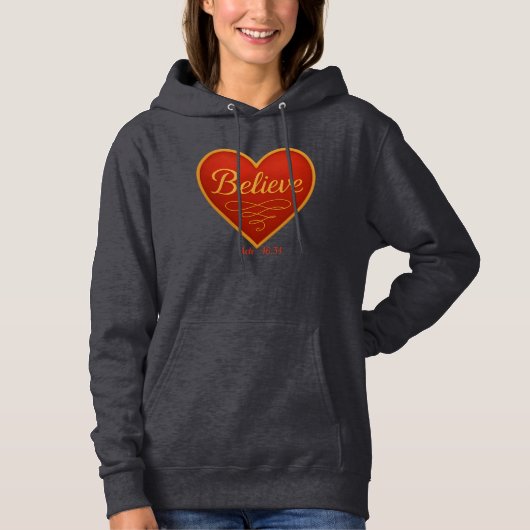 Heart with Believe in Gold Hoodie (Voorkant)