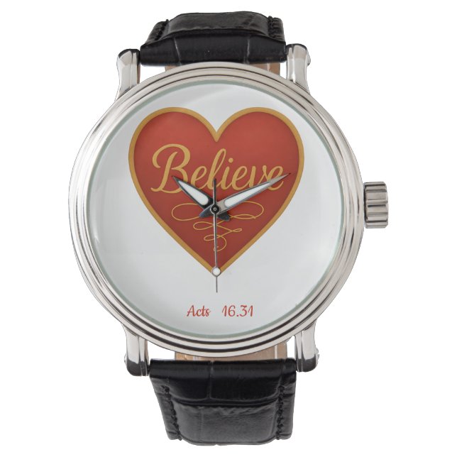 Heart with Believe in Gold Horloge (Voorkant)
