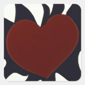 Heart with Black Flames Square Stickers (Voorkant)
