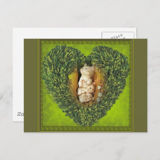 Heart with cats briefkaart (Voorkant / Achterkant)