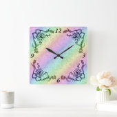 Heart with Flower and Butterfly Vierkante Klok (Huis)