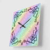 Heart with Flower and Butterfly Vierkante Klok (Hoek)