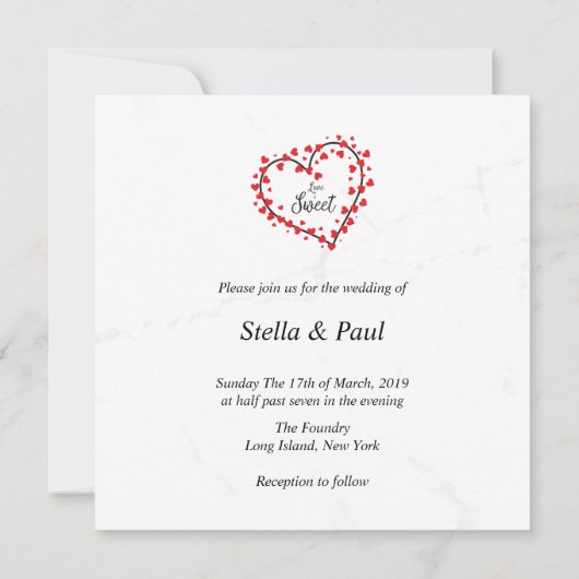 Heart with Hearts Love is Sweet Quote Design (Achterkant)