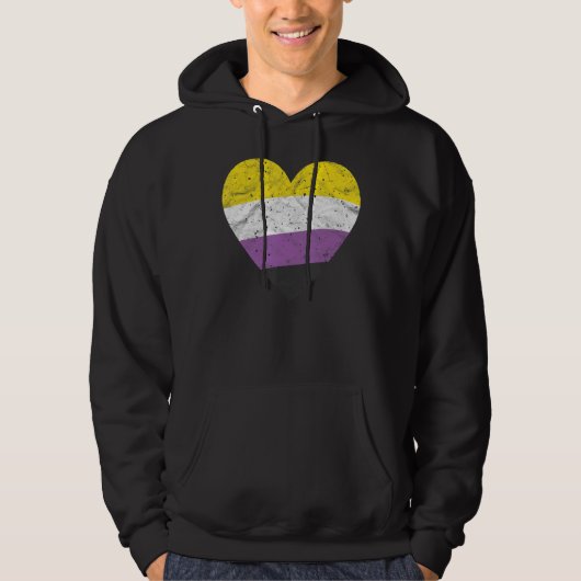 Heart with Non Binary Flag Nonbinary Pride Month Hoodie (Voorkant)