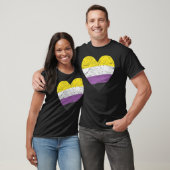 Heart with Non Binary Flag Nonbinary Pride Month T-shirt (Unisex)