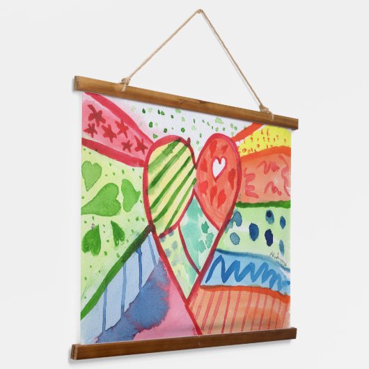 Heart with Pattern background Hangend Wandkleed (Gebogen)