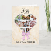 Heart with pink bow photo annivesary kaart (Voorkant)