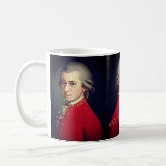 ♥ Heart Wolfgang Amadeus Mozart with signature ♥ Koffiemok (Links)