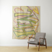 Heart Word Art Tapestry Wall Hanging Wandkleed (In situ)