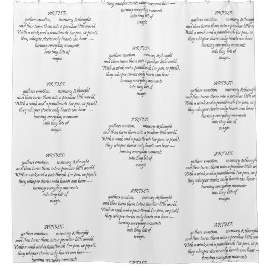 Heart Words Explaining and Artist Whimsical Art  Douchegordijn (Voorkant)