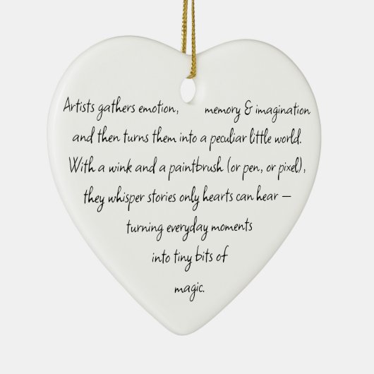 Heart Words Explaining and Artist Whimsical Art Keramisch Ornament (Rechts)