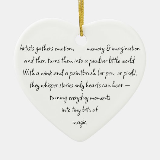 Heart Words Explaining and Artist Whimsical Art Keramisch Ornament (Voorkant)