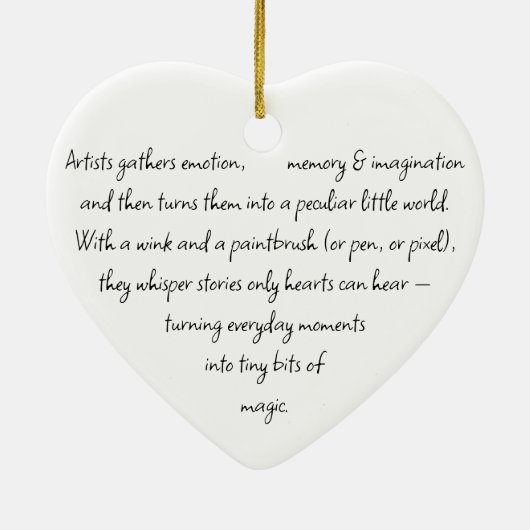 Heart Words Explaining and Artist Whimsical Art Keramisch Ornament (Achterkant)