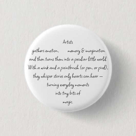 Heart Words Explaining and Artist Whimsical Art Ronde Button 3,2 Cm (Voorkant)