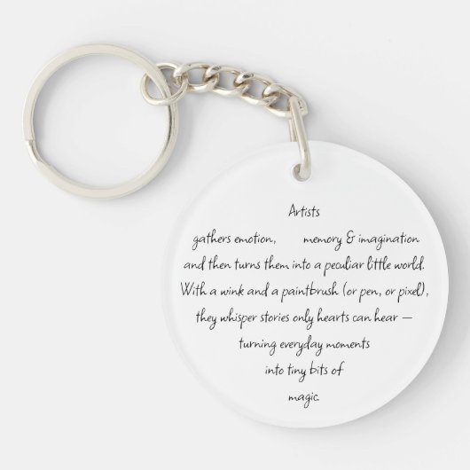 Heart Words Explaining and Artist Whimsical Art Sleutelhanger (Voorkant)