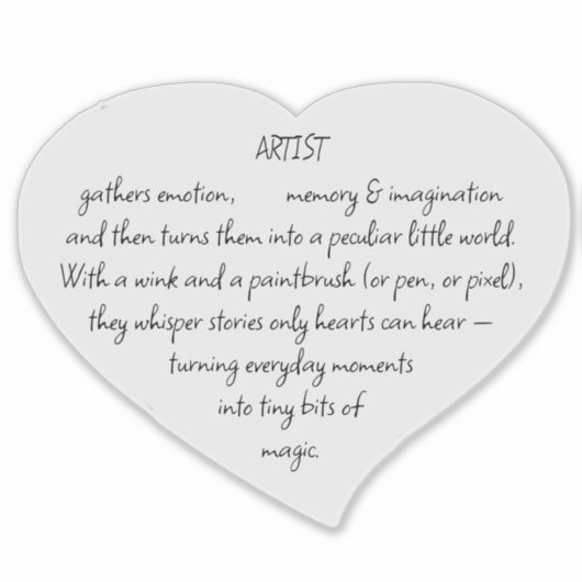 Heart Words Explaining and Artist Whimsical Art Sticker (Voorkant)