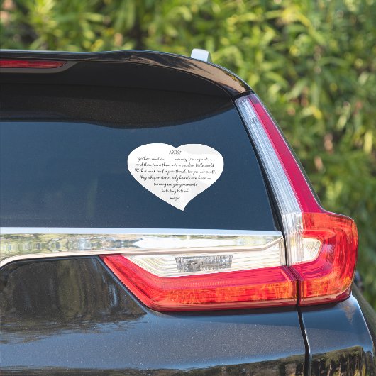 Heart Words Explaining and Artist Whimsical Art Sticker (Auto Zijkant)