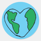Heart World Ecovriendelijk Icon Happy Earth Clipar Ronde Sticker (Voorkant)