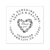 Heart Wreath Bedankt Circular Wedding Monogram Zelfinktende Stempel (Design)