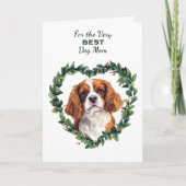Heart Wreath Cavalier King Charles Spaniel Mom Feestdagen Kaart (Voorkant)