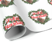 Heart Wreath (Feliz Navidad) Christmas Cadeaupapier (Rol Hoek)