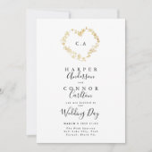 Heart Wreath Monogram Wedding Kaart (Voorkant)