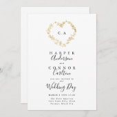 Heart Wreath Monogram Wedding Kaart (Voorkant / Achterkant)