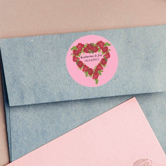 Heart Wreath Red Roses Ronde Sticker