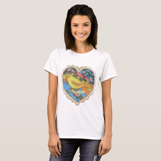 Heart Yellow Bird T-shirt (Voorkant volledig)
