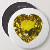 Heart Yellow Gemstone Ronde Button 6,0 Cm (Voorkant /achterkant)