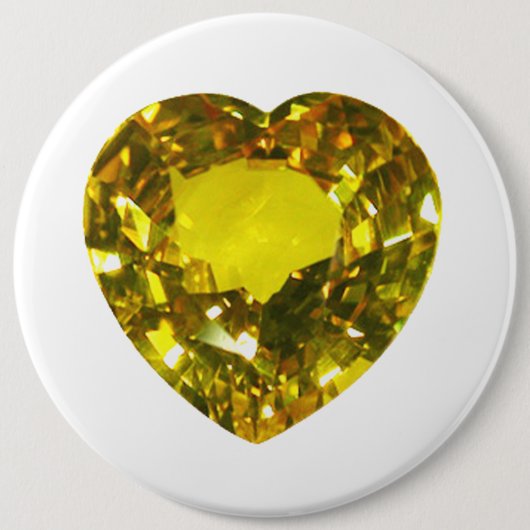 Heart Yellow Gemstone Ronde Button 6,0 Cm (Voorkant)