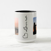 Heart Your Name Photo Script Custom Gift Mug Mok (Midden)